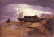 John sell cotman seashore with boats Spain oil painting artist